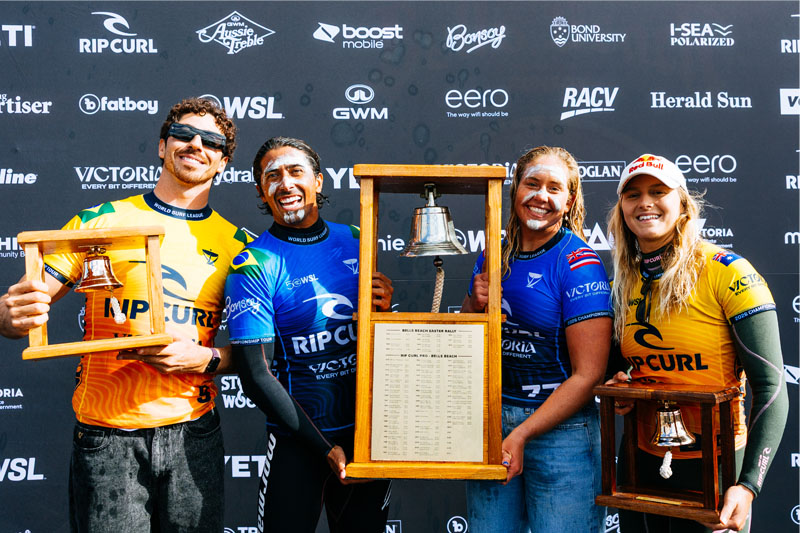Gabriela Bryan y Miguel Pupo campeones del Rip Curl Pro Bells Beach 2026 presentado por Bonsoy